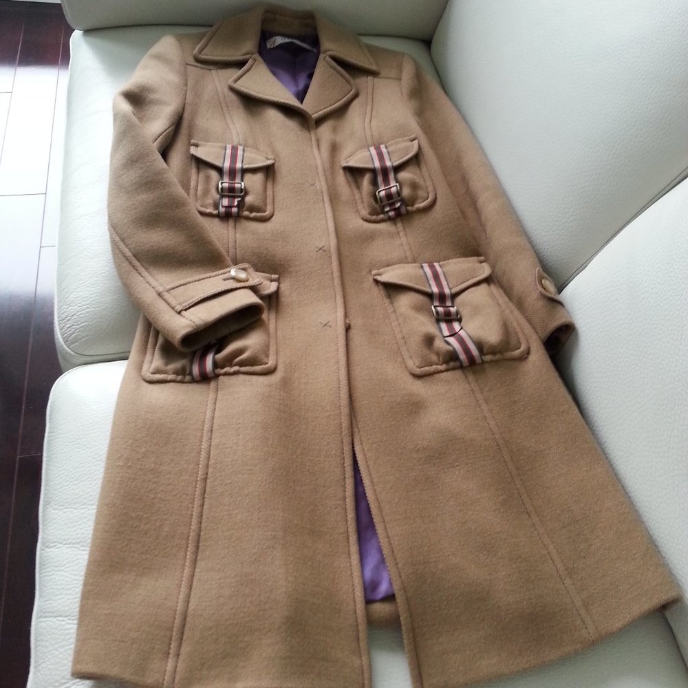 XS Taupe military wool coat good condition